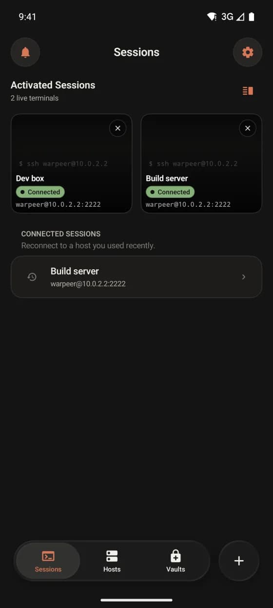 Warpeer Android 版会话标签截图